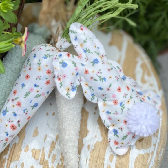 Set/4 Fabric Stuffed Bunnies - Picture 6 of 9